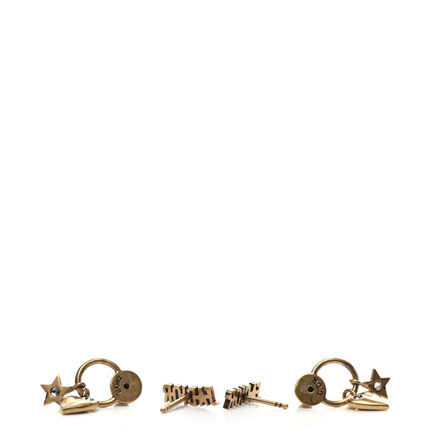Metal Heart Star J'adior Drop Earrings Antique Gold