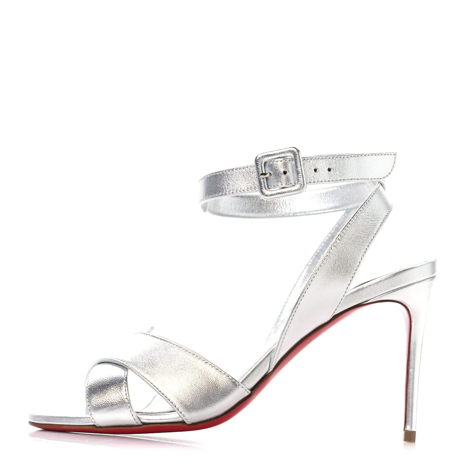 Christian Louboutin Kid Laminato Mariza 85 Sandals 36 Silver 1 of 9