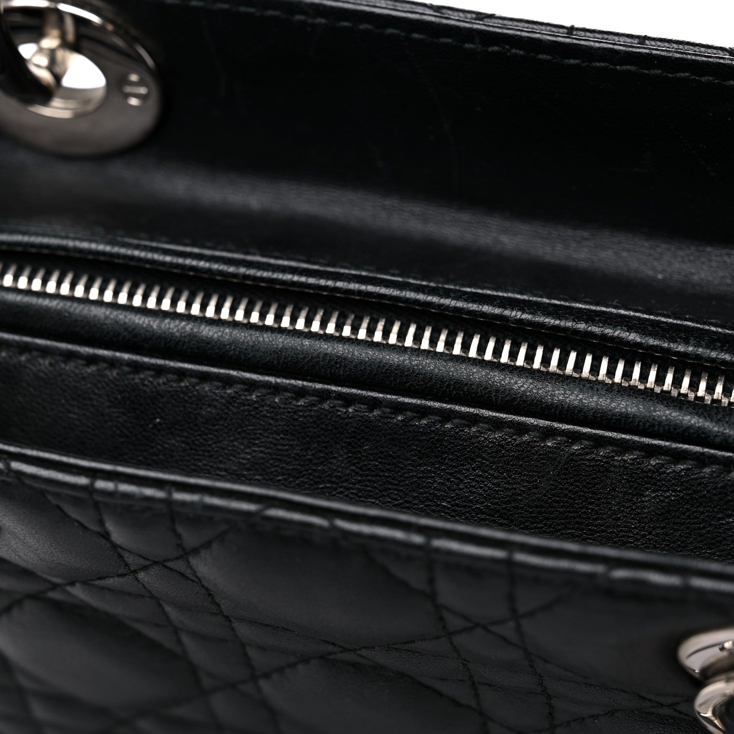 Christian Dior Lambskin Cannage Medium Lady Dior Black 13 of 16