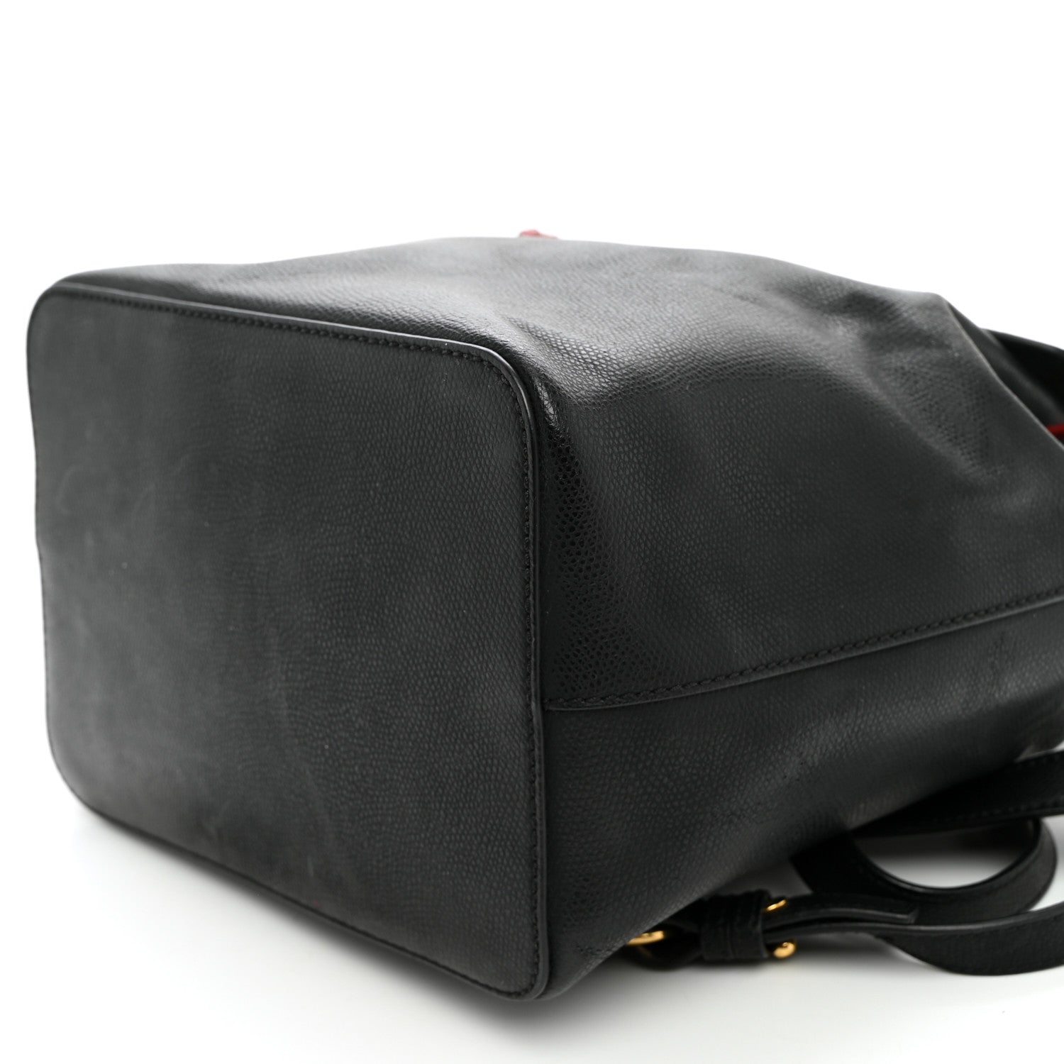 Fendi Vitello Cruise Bi-Color FF 1974 Embossed F is Fendi Drawstring Backpack Black Fragola Maya 9 of 9