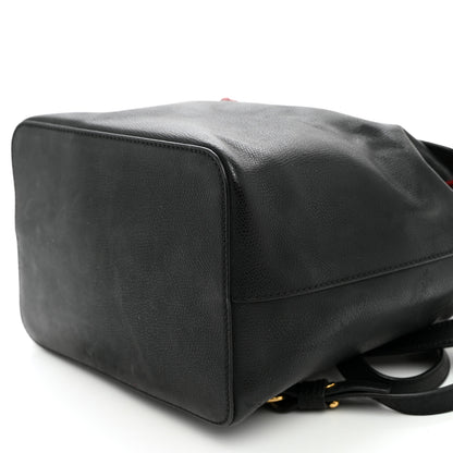 Fendi Vitello Cruise Bi-Color FF 1974 Embossed F is Fendi Drawstring Backpack Black Fragola Maya 9 of 9