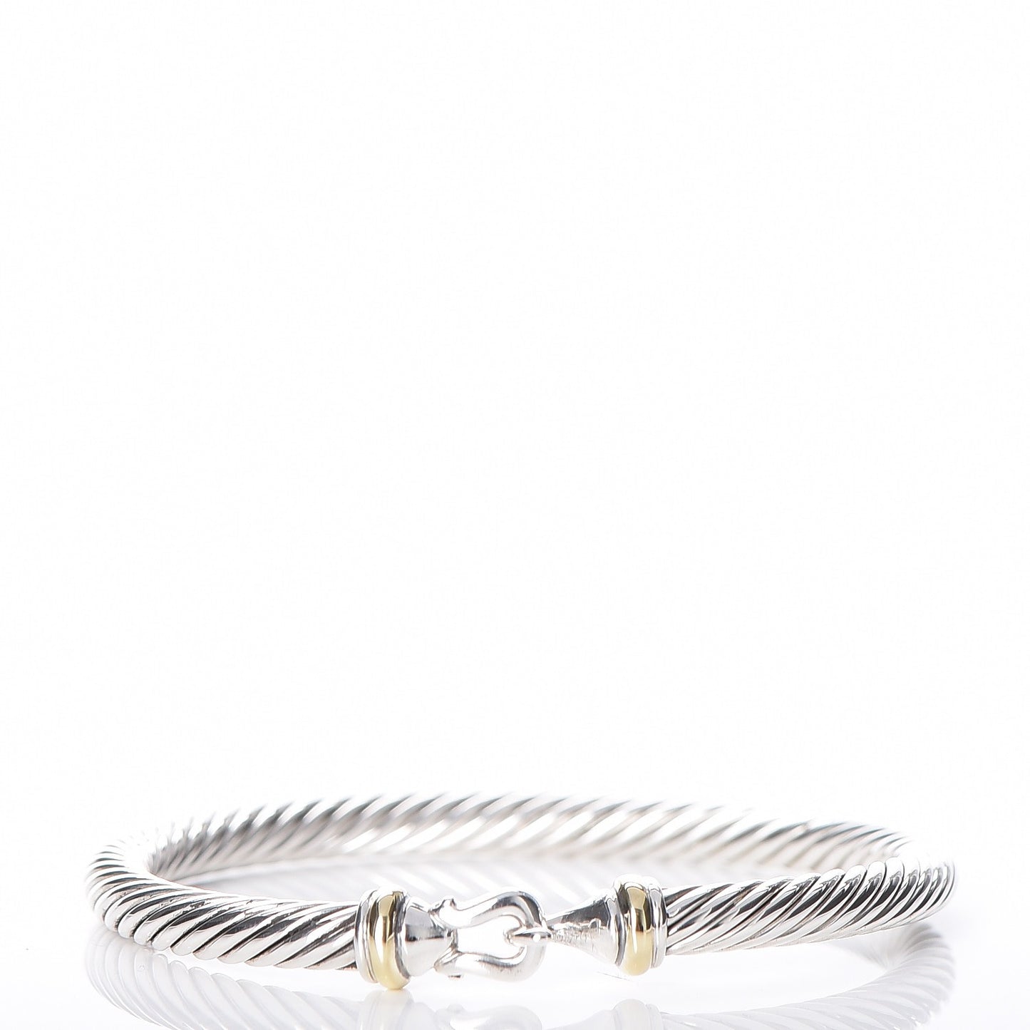 Sterling Silver 18K Yellow Gold 5mm Cable Classic Buckle Bracelet