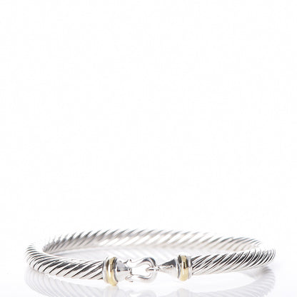 David Yurman Sterling Silver 18K Yellow Gold 5mm Cable Classic Buckle Bracelet 1 of 6