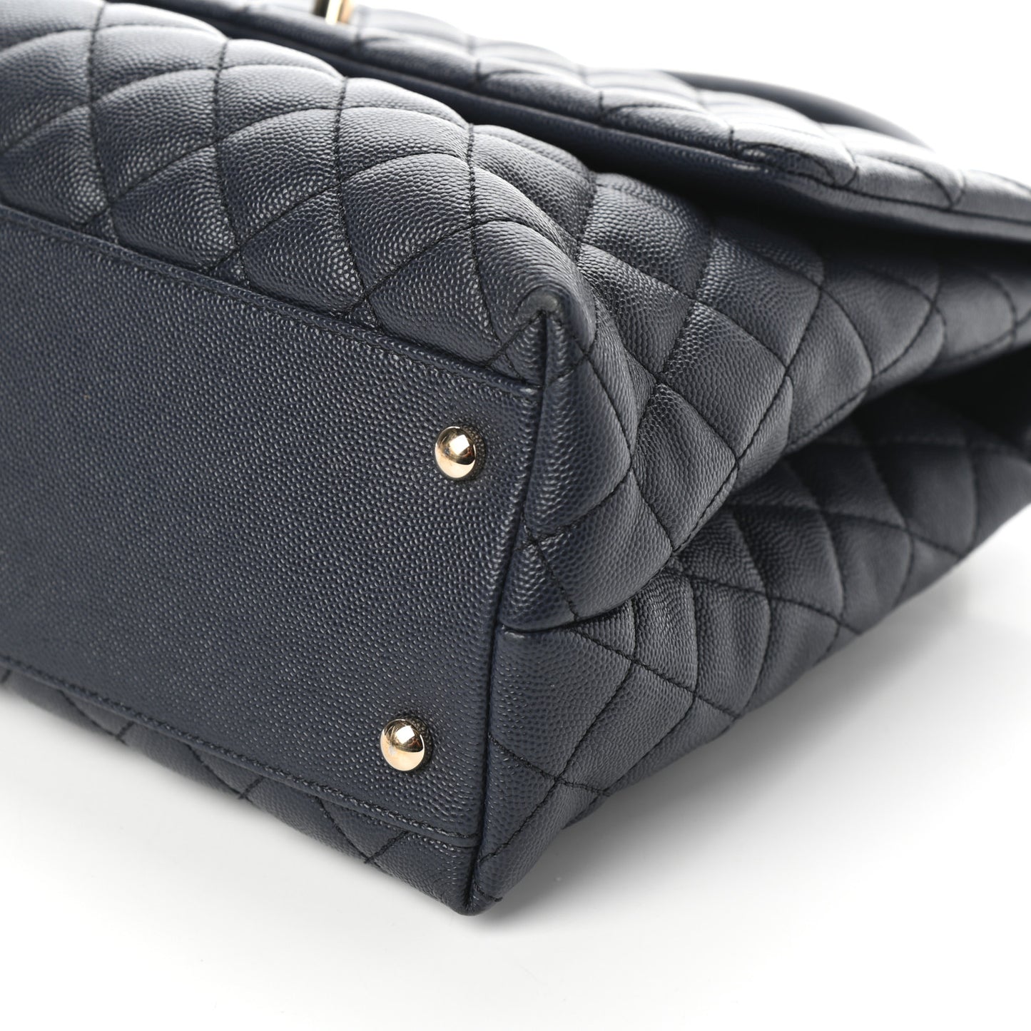 Caviar Quilted Medium Coco Handle Flap Navy Blue