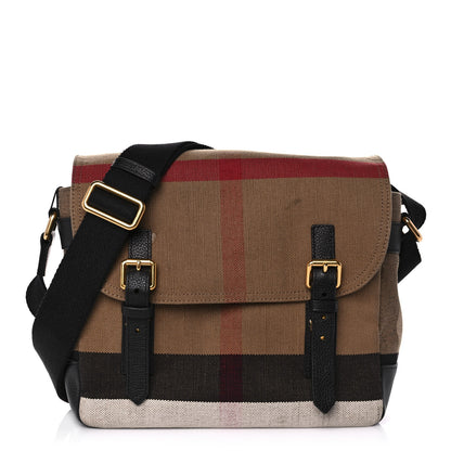 Burberry Canvas Mega Check Large Baildon Messenger Bag Black 1 of 11