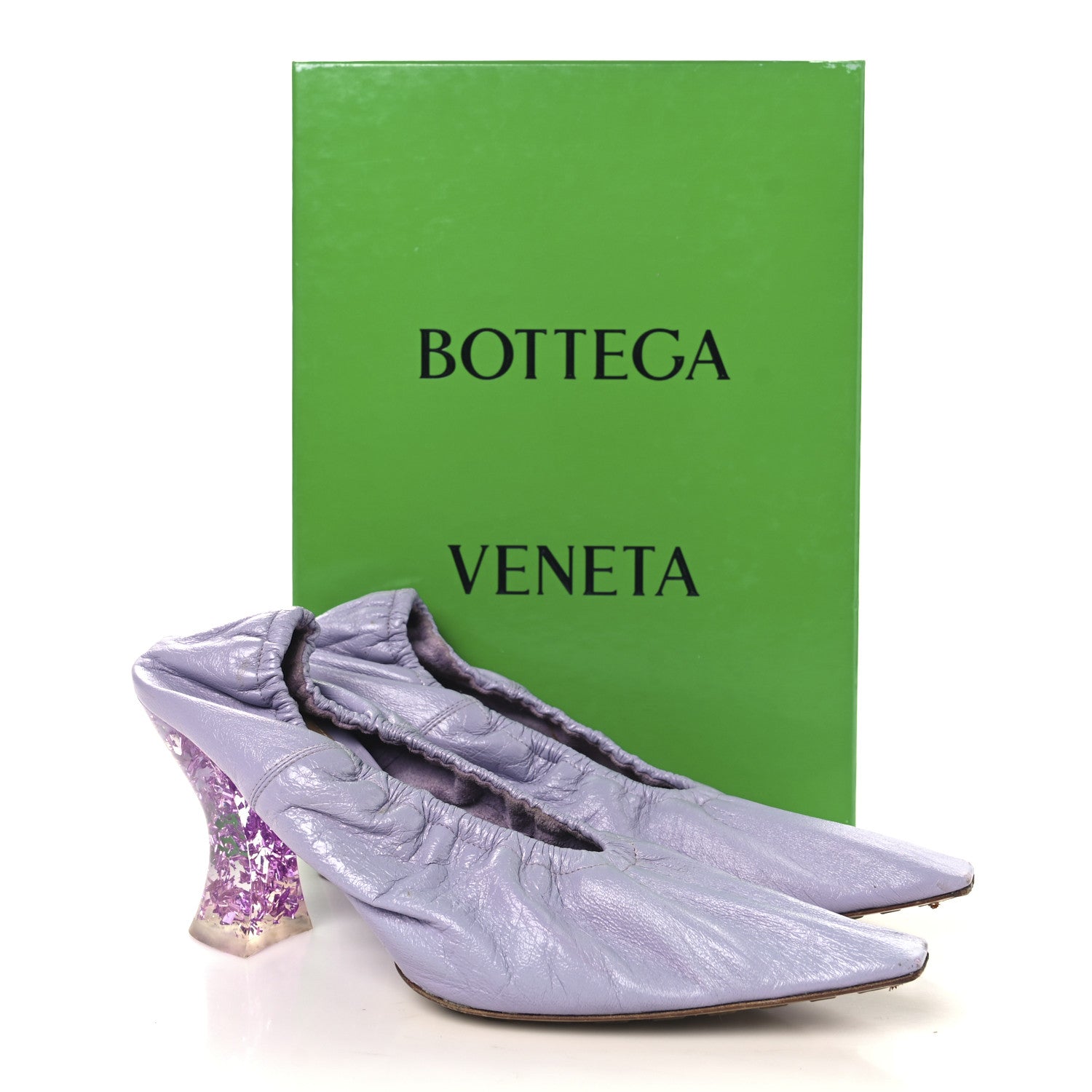 Bottega Veneta Crushed Nappa Glitter Plexiglass Almond Pumps 40 Lilac 11 of 11