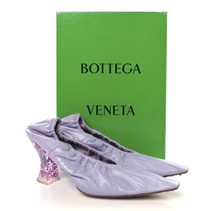 Bottega Veneta Crushed Nappa Glitter Plexiglass Almond Pumps 40 Lilac 11 of 11