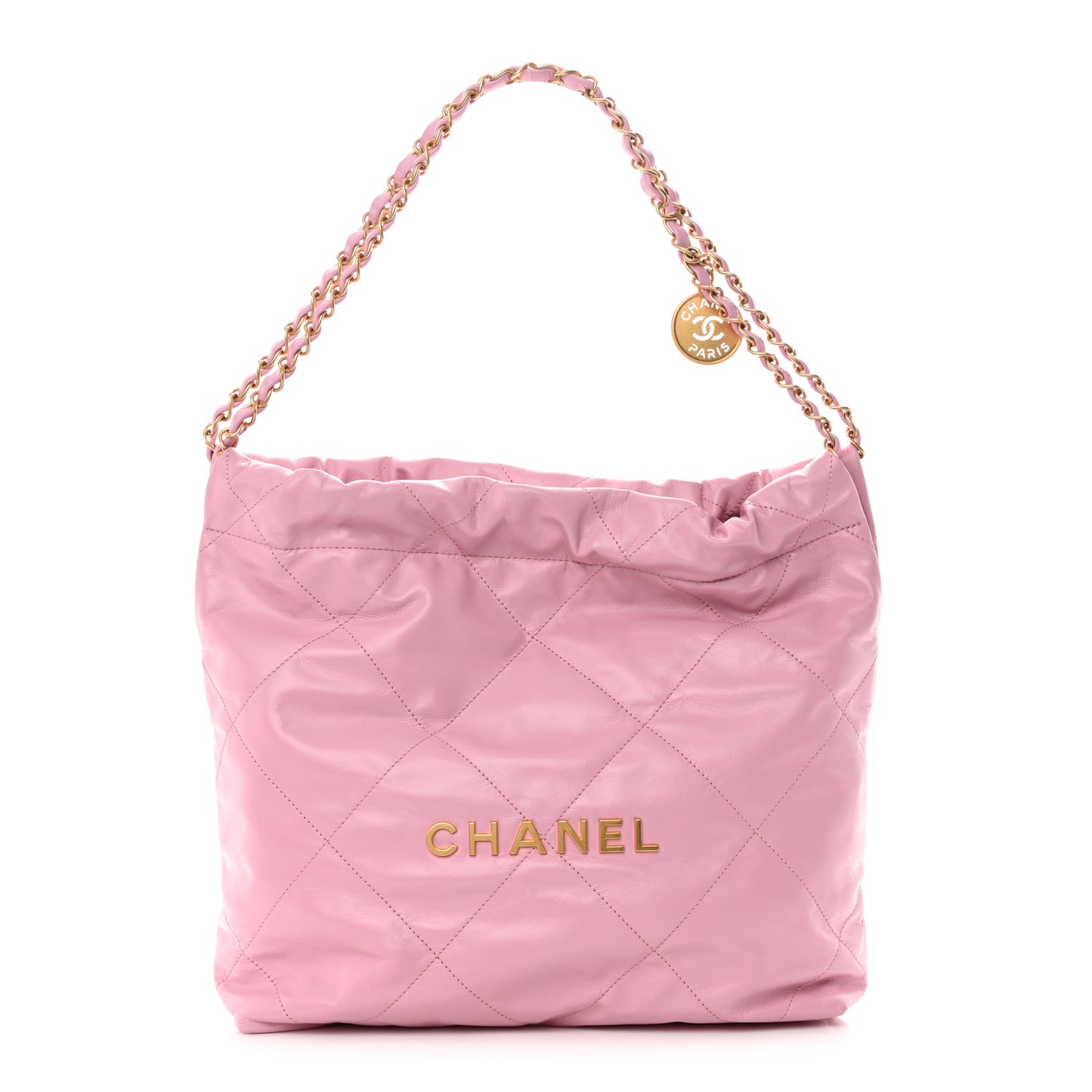 Shiny Calfskin Quilted Small Chanel 22 Pink
