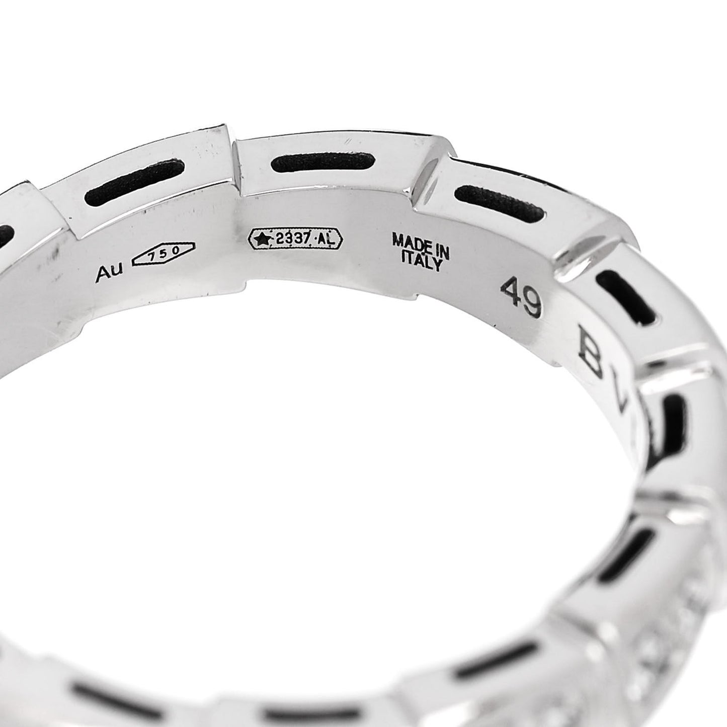 18K White Gold Diamond Serpenti Viper Band Ring 49 5