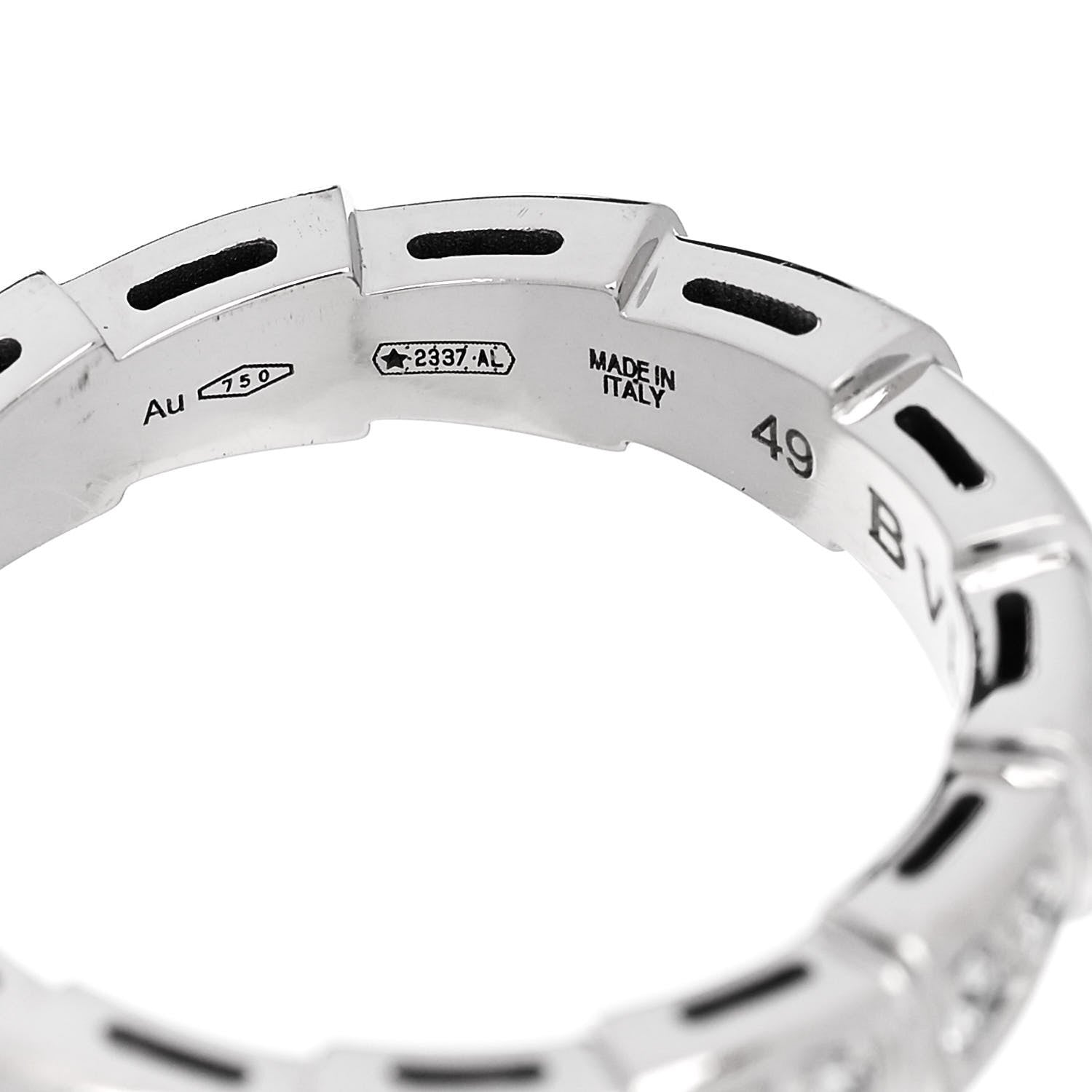 Bulgari 18K White Gold Diamond Serpenti Viper Band Ring 49 5 4 of 6
