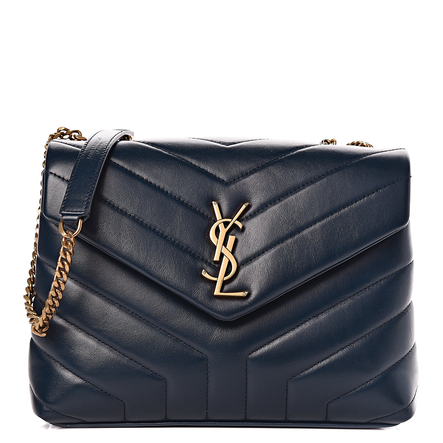 Calfskin Y Calfskin Monogram Small Loulou Chain Satchel Denim Brut