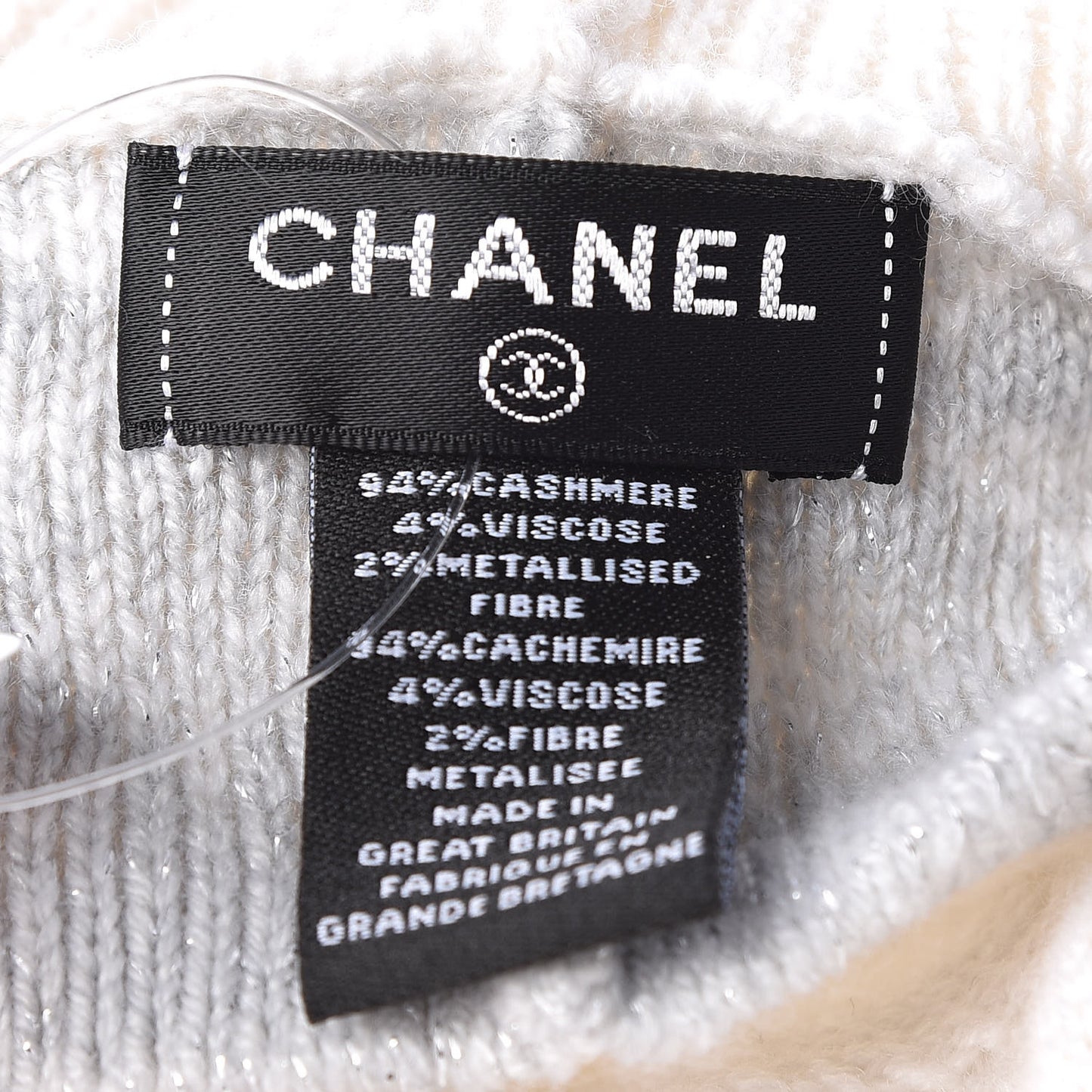 Cashmere Blend CC Beret Ivory Light Grey
