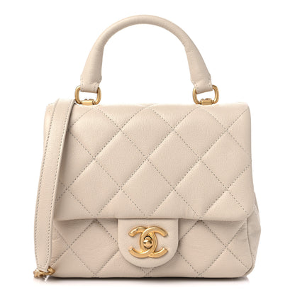 Chanel Shiny Caviar Quilted Mini Top Handle Flap Ecru 1 of 9