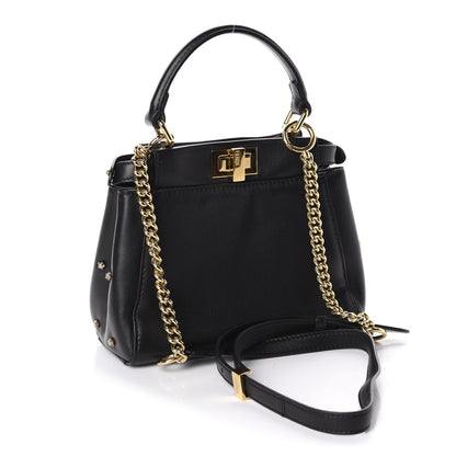 Fendi Nappa Crystal Studded XS Peekaboo Iconic Satchel Black 3 of 11
