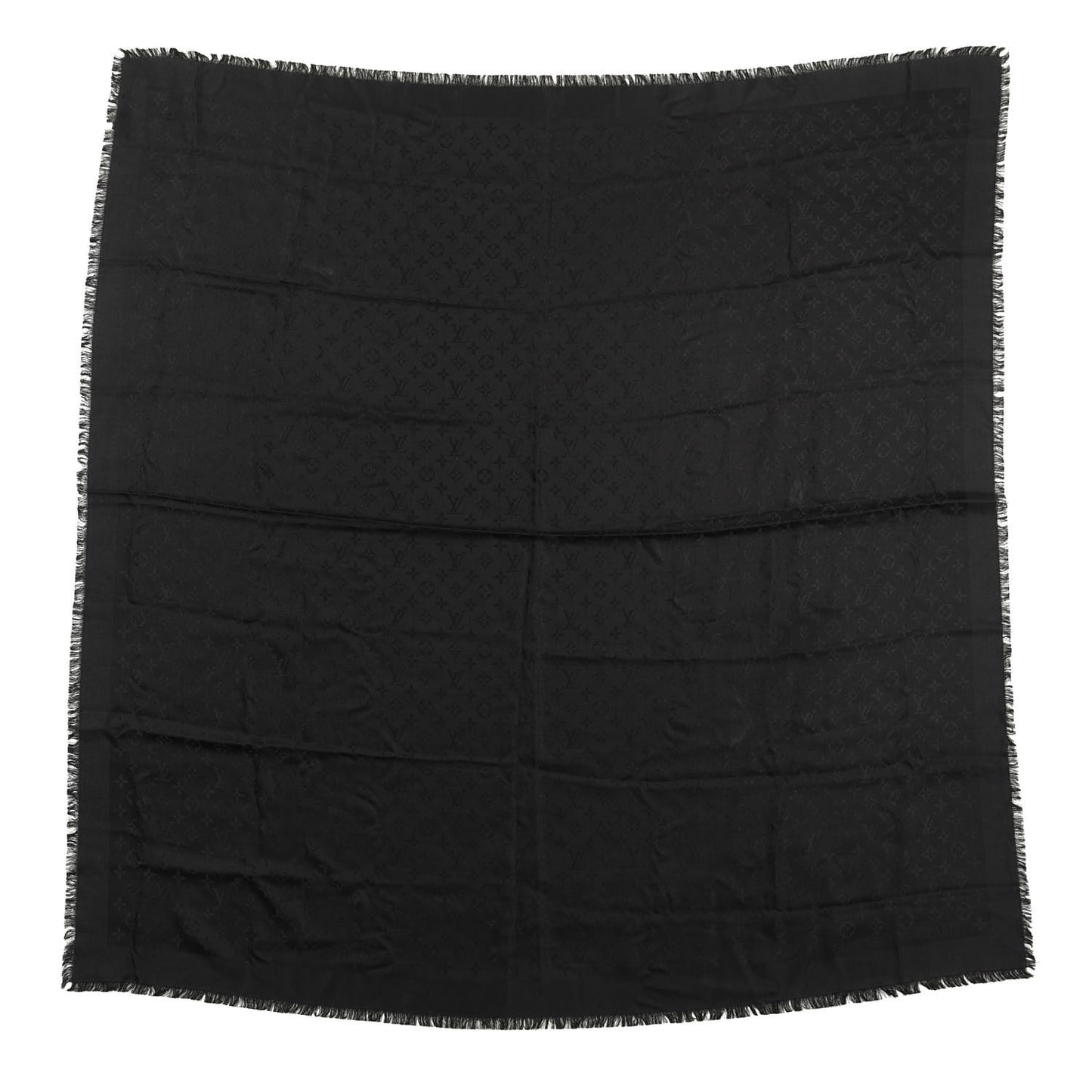 Silk Wool Monogram Shawl Black