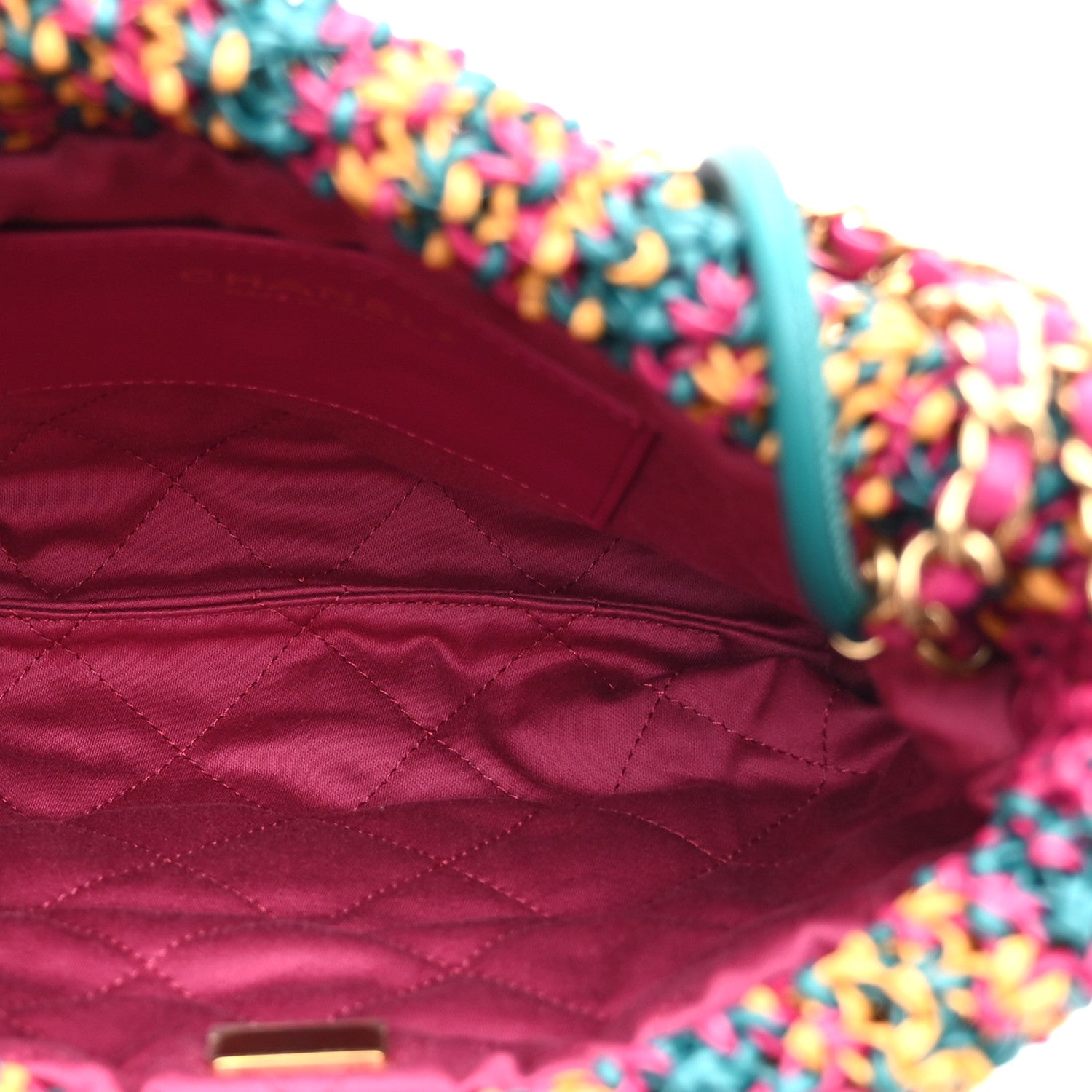 Chanel Calfskin Macrame Mini Chanel 22  Green Purple Yellow 5 of 10