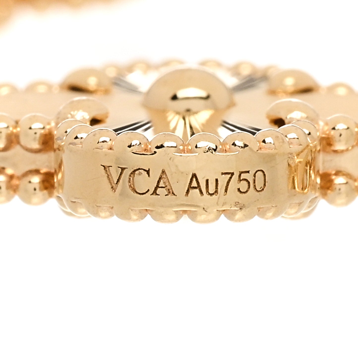 18K Yellow Gold Diamond 5 Motifs Guilloche Vintage Alhambra Bracelet