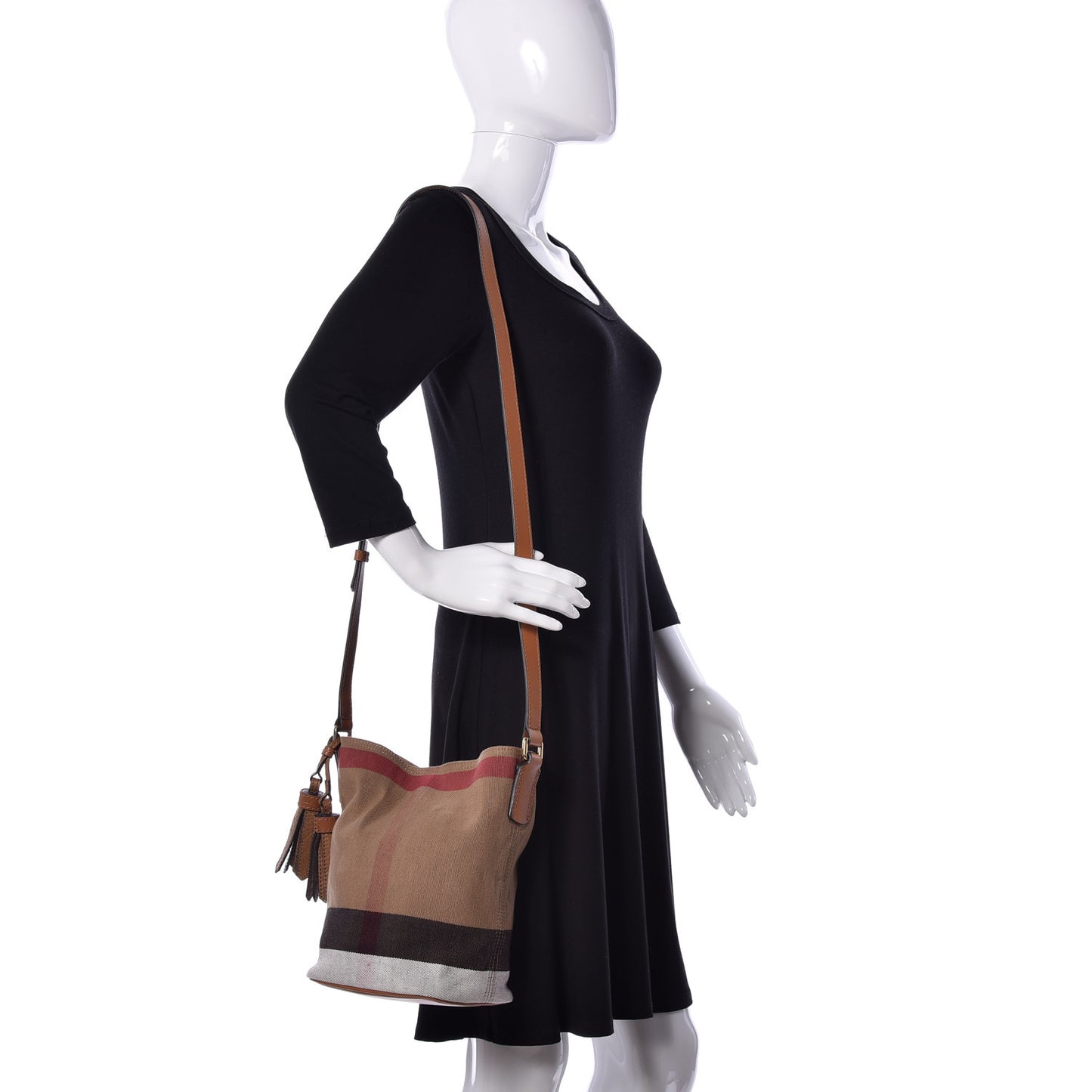 Canvas Mega Check Mini Ashby Tassel Crossbody Saddle Brown