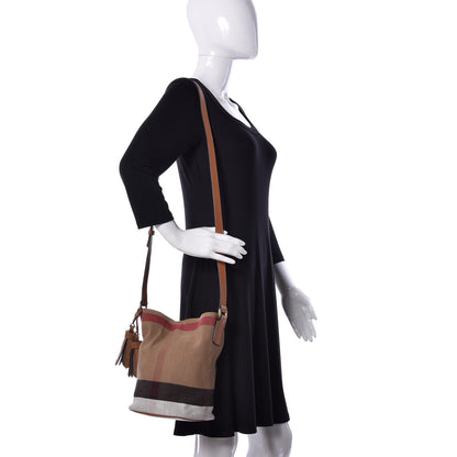 Burberry Canvas Mega Check Mini Ashby Tassel Crossbody Saddle Brown 2 of 8