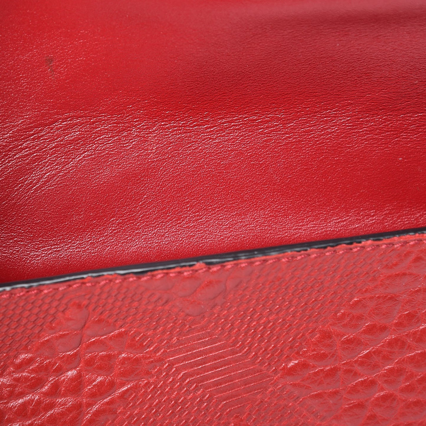 Signature Grain Calfskin Check Embossed Langley Crossbody Military Red