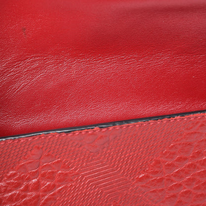 Burberry Signature Grain Calfskin Check Embossed Langley Crossbody Military Red 8 of 11