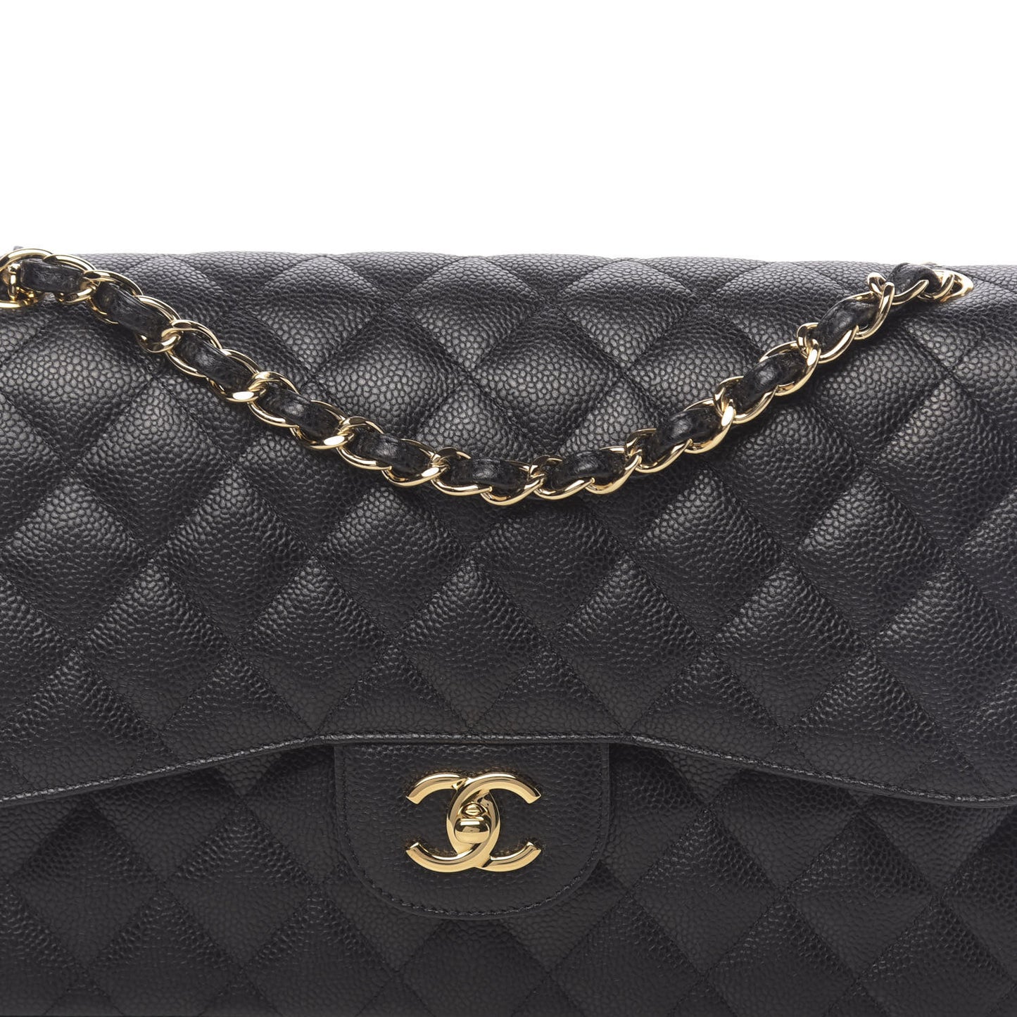 Caviar Quilted Jumbo Double Flap Black