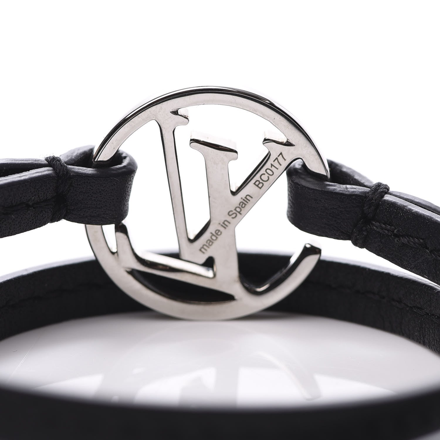 Louis Vuitton Calfskin LV Circle Double Wrap Bracelet Black 3 of 4