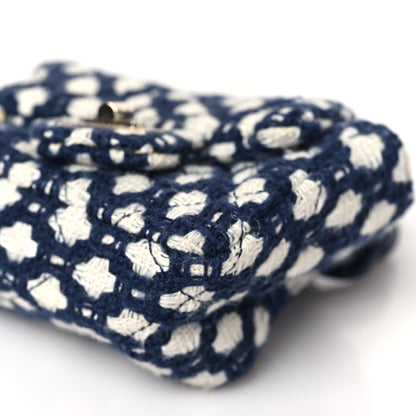 Chanel Tweed Quilted 2.55 Ankle Wrist Bag Navy Blue White 9 of 9