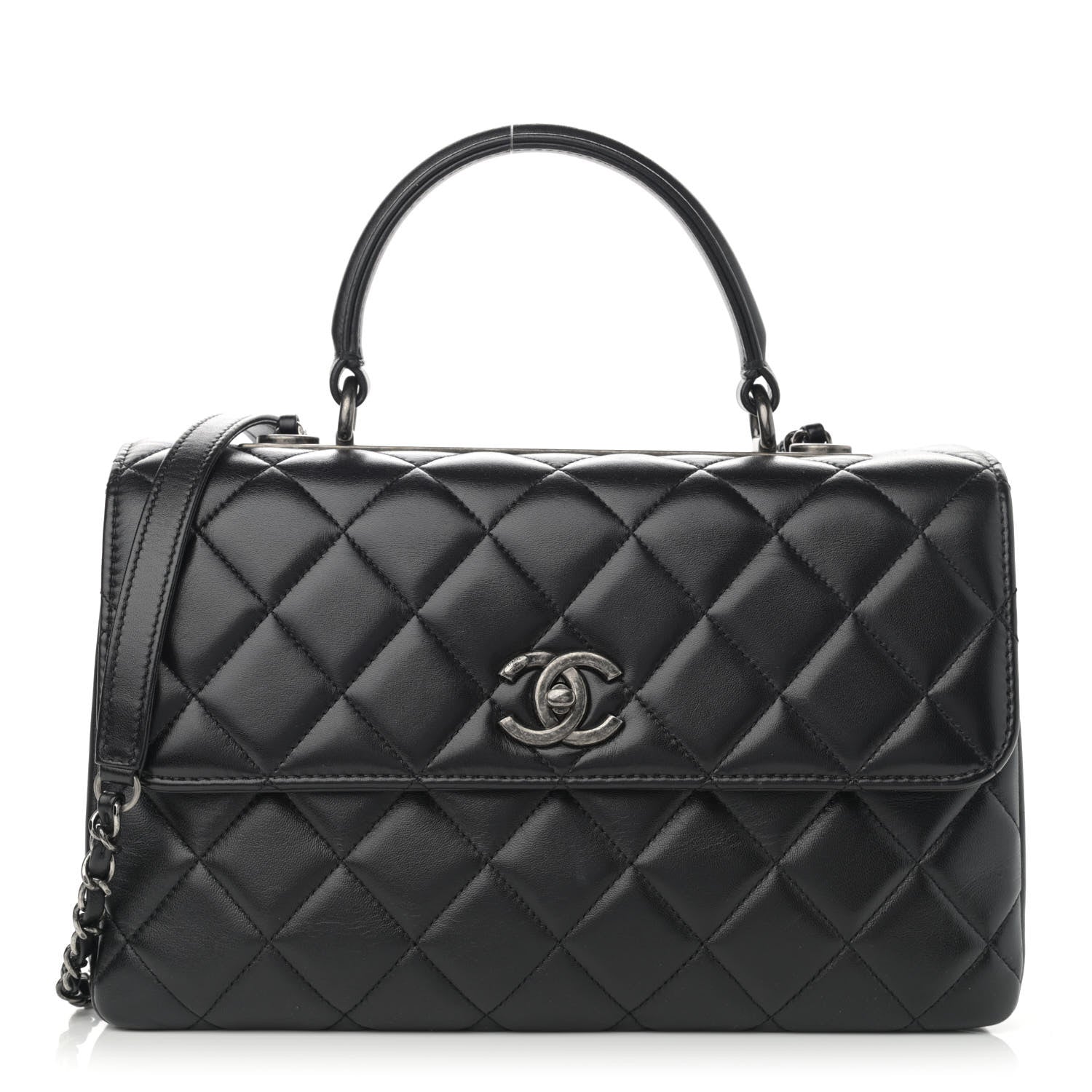 Chanel Lambskin Quilted Medium Trendy CC Flap Dual Handle Bag Black 1 of 12