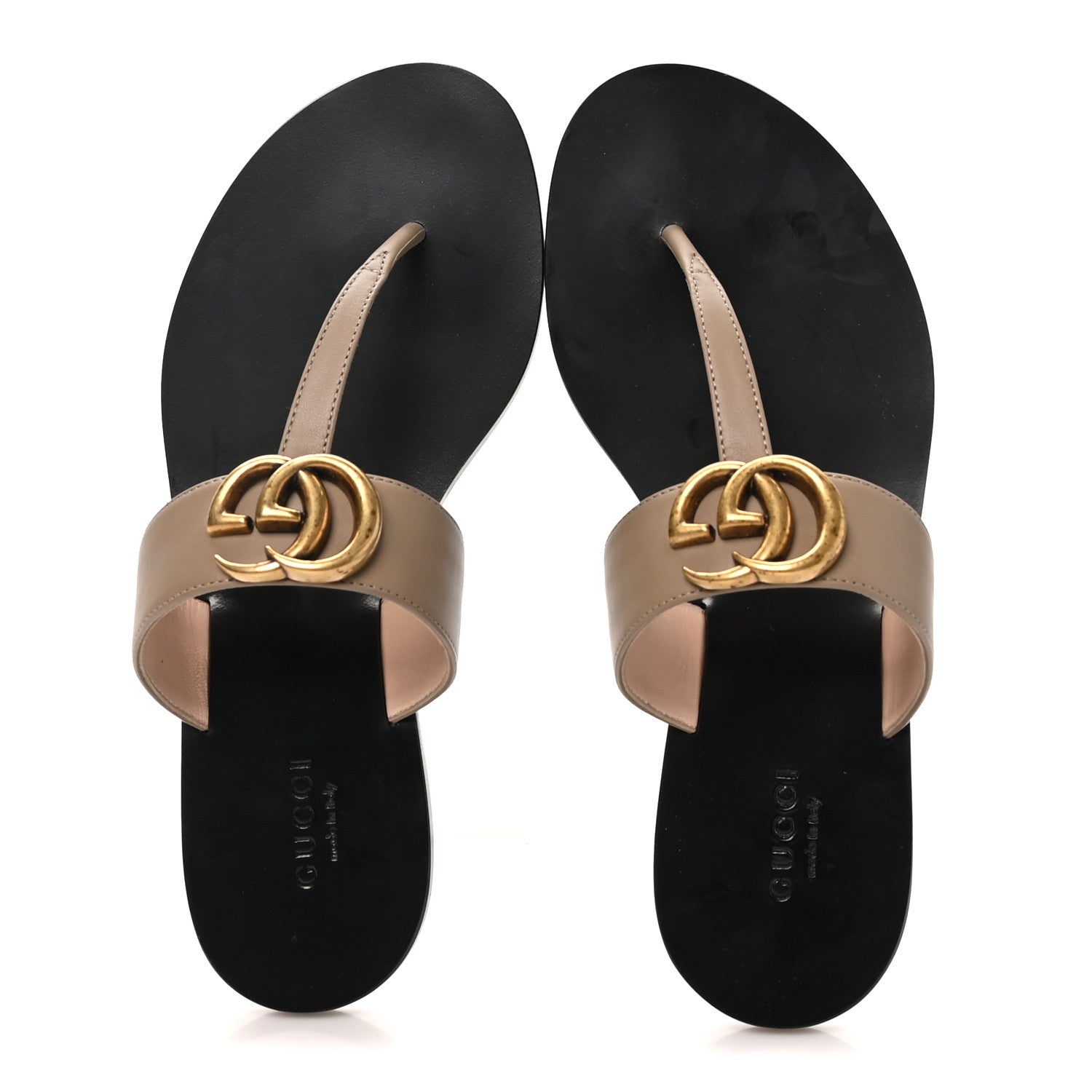 Gucci Calfskin GG Marmont Thong Sandals 35 Mud 35.5 Mud 2 of 9