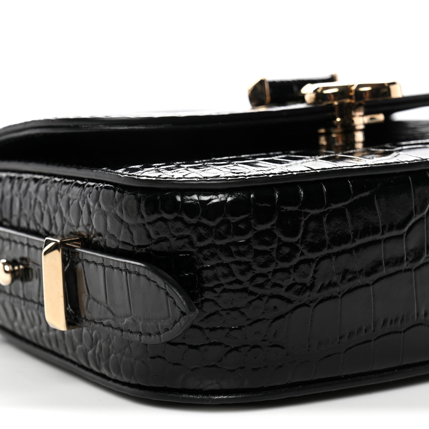 Jimmy Choo Calfskin Crocodile Embossed JCB Crossbody Bag Black 8 of 9