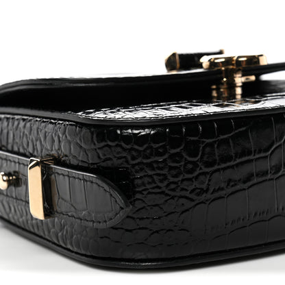 Jimmy Choo Calfskin Crocodile Embossed JCB Crossbody Bag Black 8 of 9