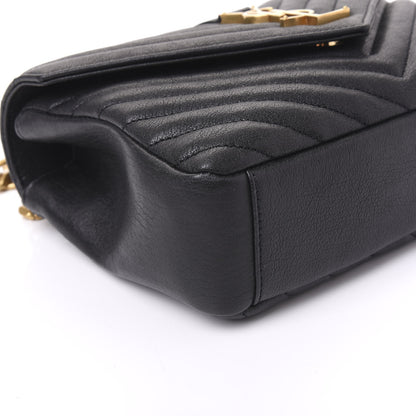 Saint Laurent Sheepskin Matelasse Chevron Monogram Medium College Bag Black 5 of 9