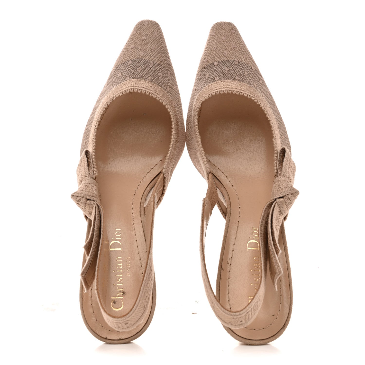 Christian Dior Mesh Plumetis Suede Ribbon J'Adior Slingback 65mm