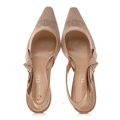 Christian Dior Mesh Plumetis Suede Ribbon J'Adior Slingback 65mm Pumps 37 Nude 2 of 10
