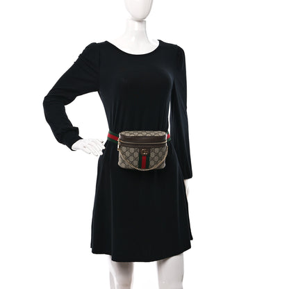 Gucci GG Supreme Monogram Textured Dollar Calfskin Web Ophidia Belt Bag 85 34 Beige Ebony New Acero 2 of 11
