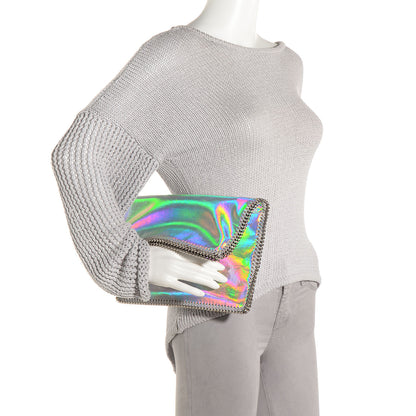 Stella McCartney Holographic Faux Leather Fold Over Falabella Clutch Silver 2 of 11