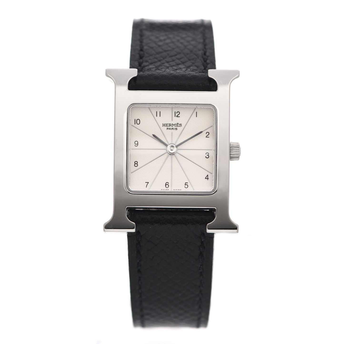 Stainless Steel Epsom 21mm Heure H Hour Quartz Watch Noir