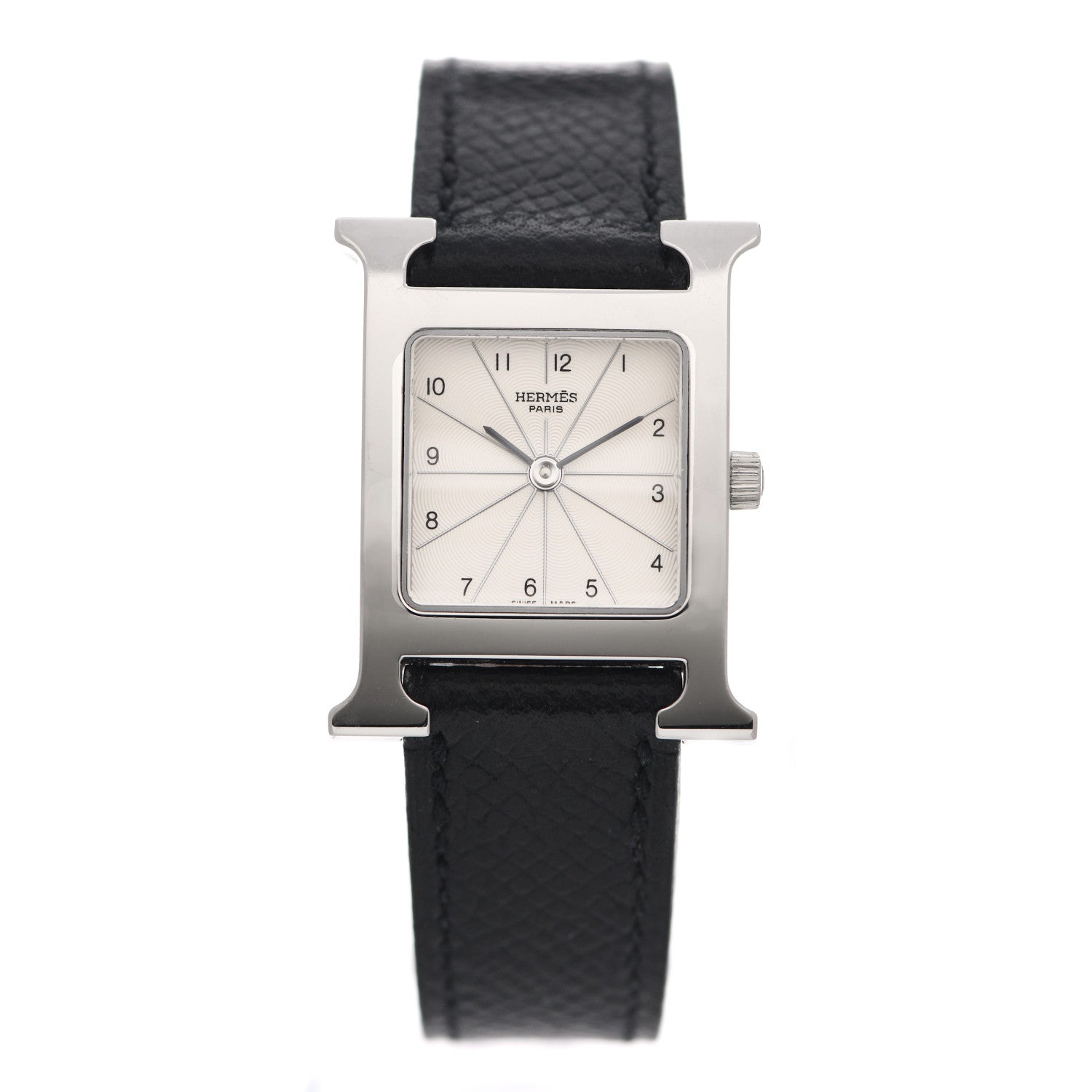 Hermes Stainless Steel Epsom 21mm Heure H Hour Quartz Watch Noir 2 of 8
