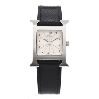 Hermes Stainless Steel Epsom 21mm Heure H Hour Quartz Watch Noir 2 of 8