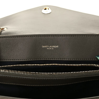 Saint Laurent Suede Y Quilted Monogram Medium Loulou Chain Satchel Seaweed 6 of 11
