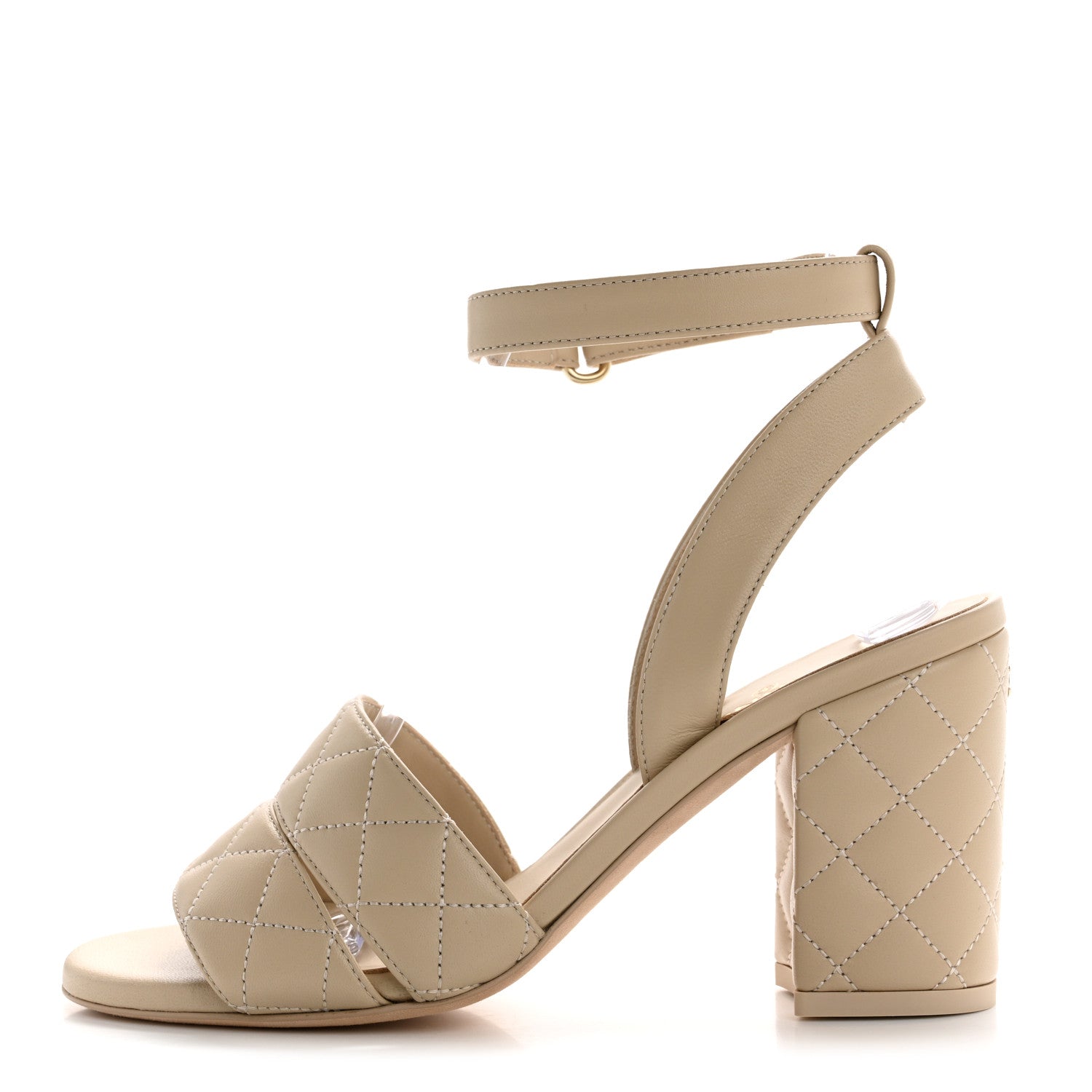 Chanel Lambskin Quilted Sandals 37 Beige 1 of 10