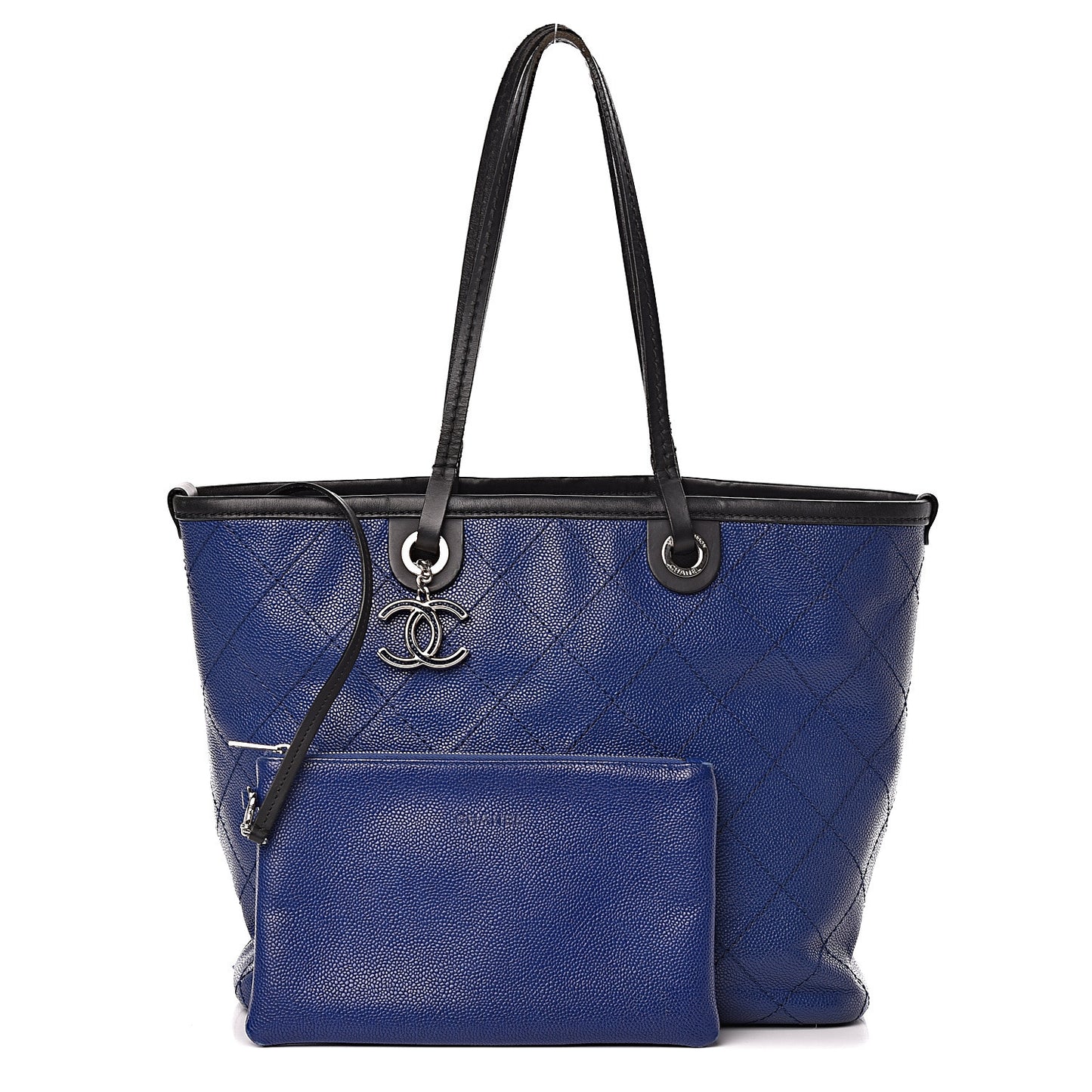 Grained Calfskin Shopping Fever Tote Blue