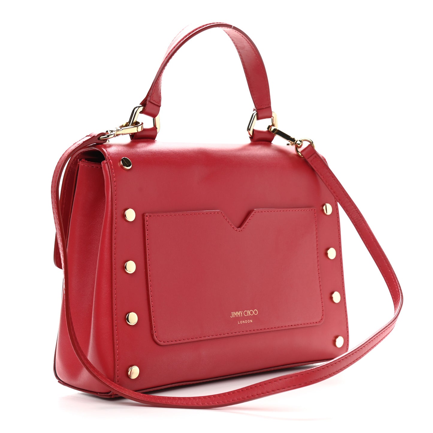 Smooth Calfskin Studded Lockett Shoulder Bag Red