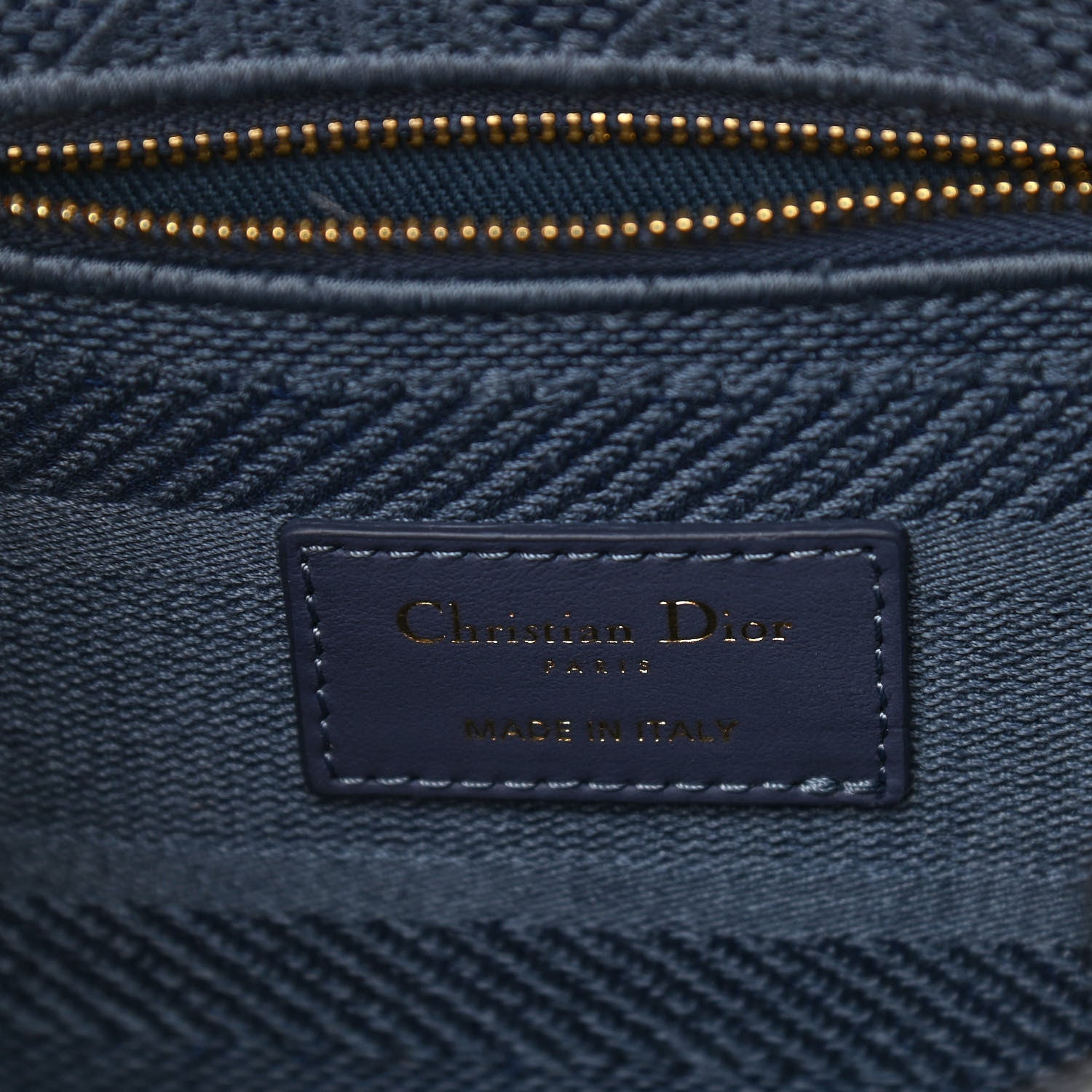 Christian Dior Canvas Embroidered Cannage Medium Lady D-Lite Denim Blue 6 of 10