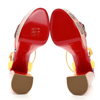 Christian Louboutin Calfskin Movida Athina Printed 130 Platform Sandals 40.5 Brown Multicolor 5 of 8