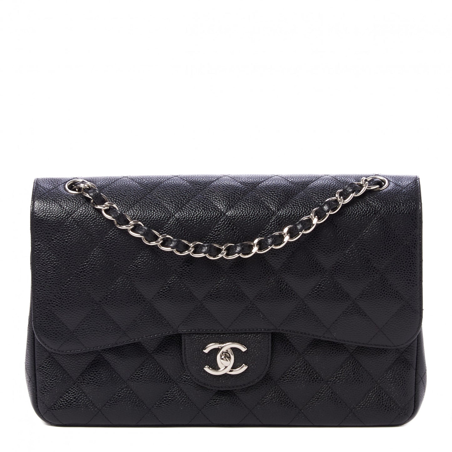 Caviar Quilted Jumbo Double Flap Black