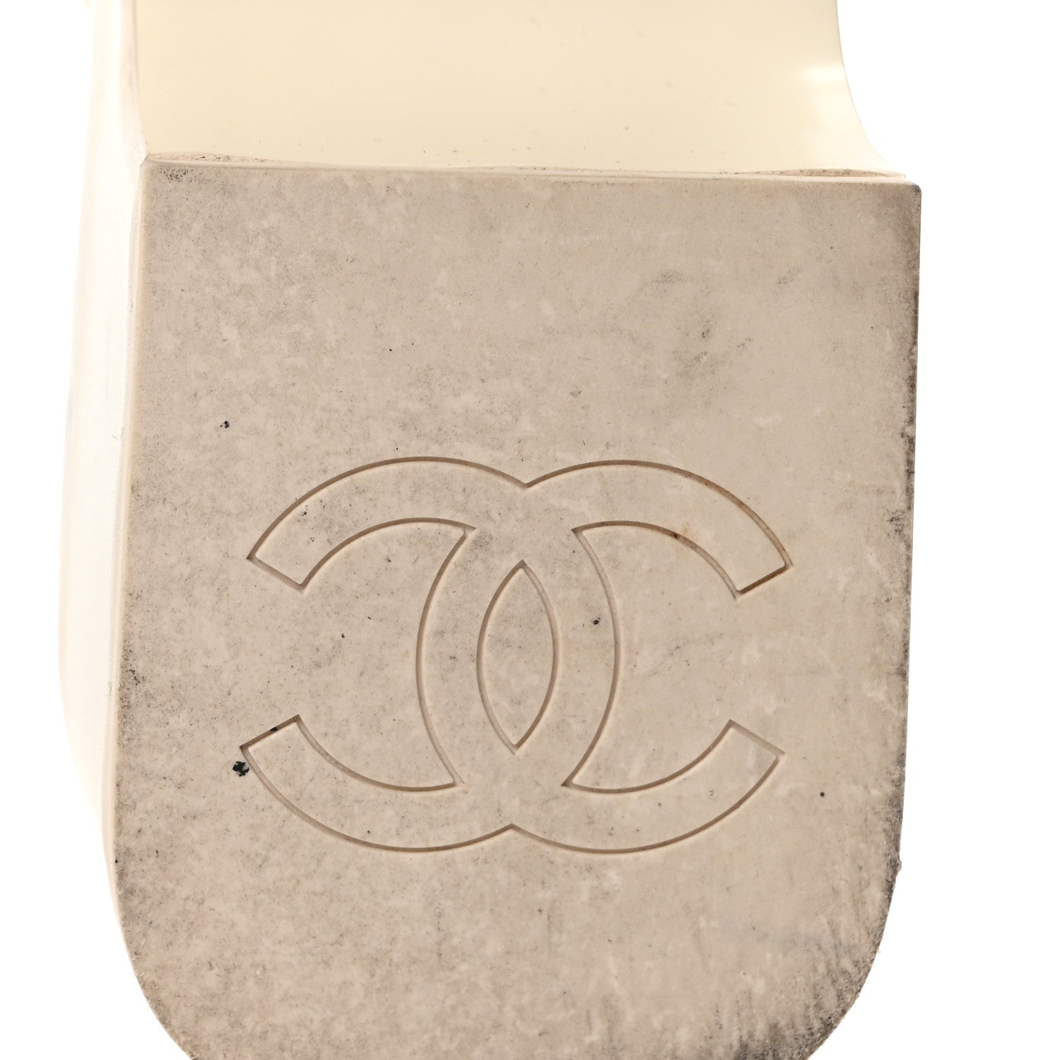 Chanel Lambskin Patent Quilted CC Platform Sandals 37.5 White Black 7 of 9
