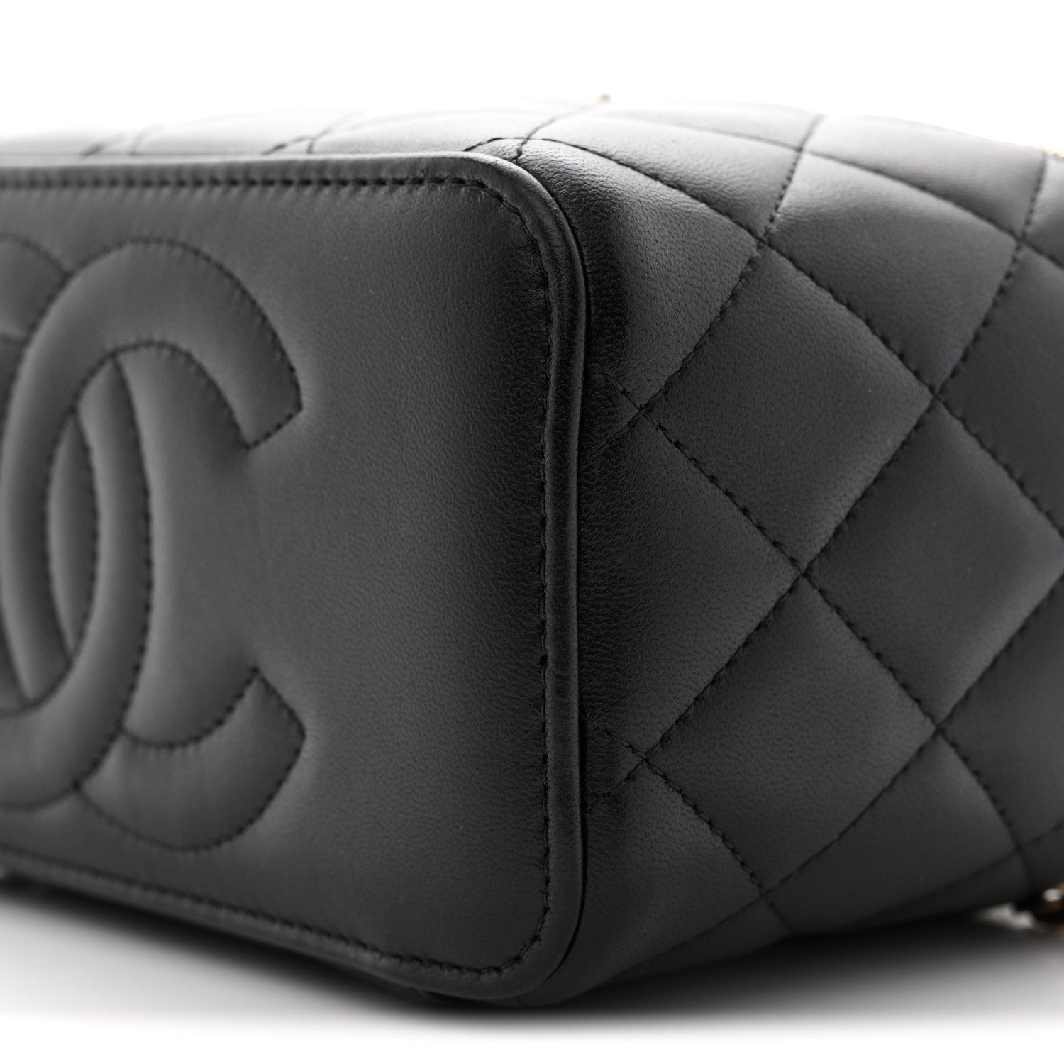 Chanel Lambskin Quilted Small Top Handle Vanity Case With Chain Black 10 of 10