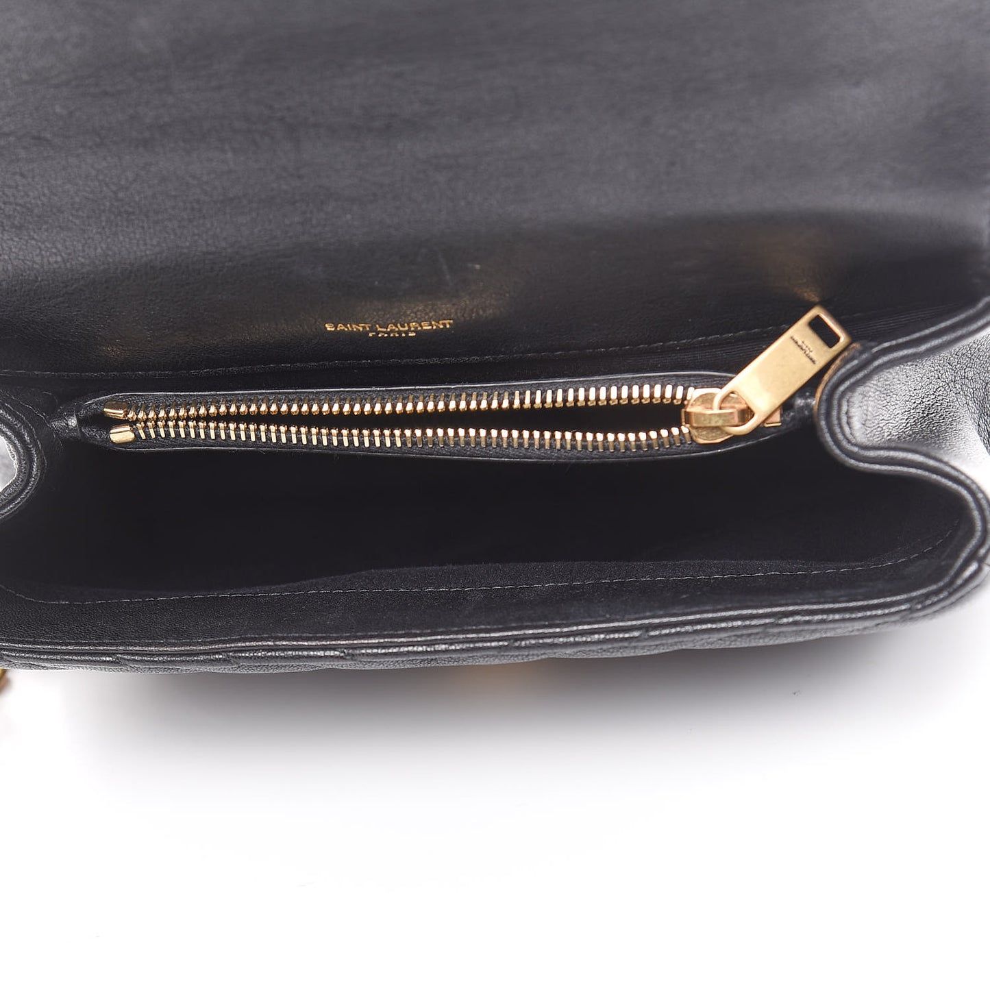 Sheepskin Matelasse Chevron Monogram Medium College Bag Black